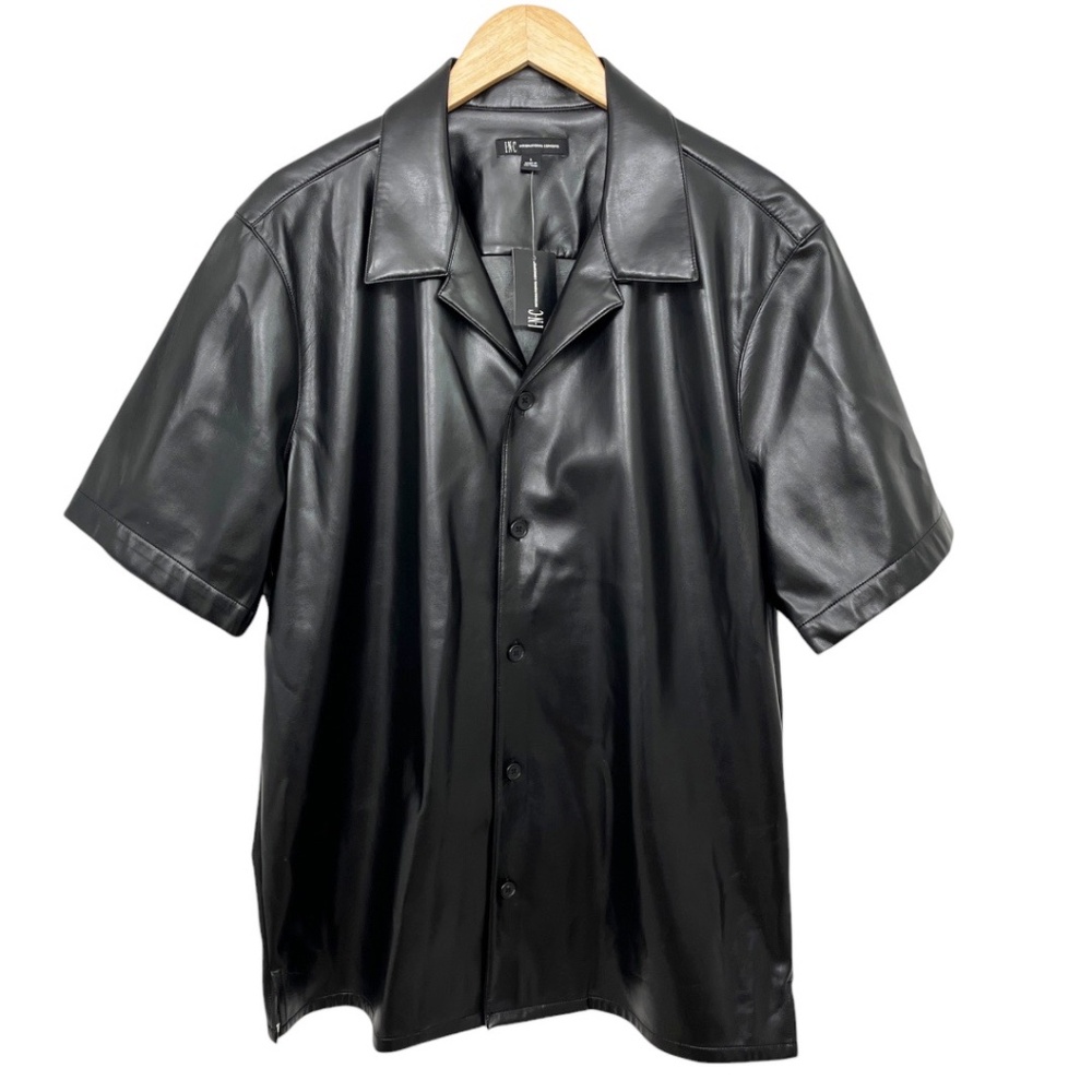 INC International Concepts Black Casual Button Down Shirt